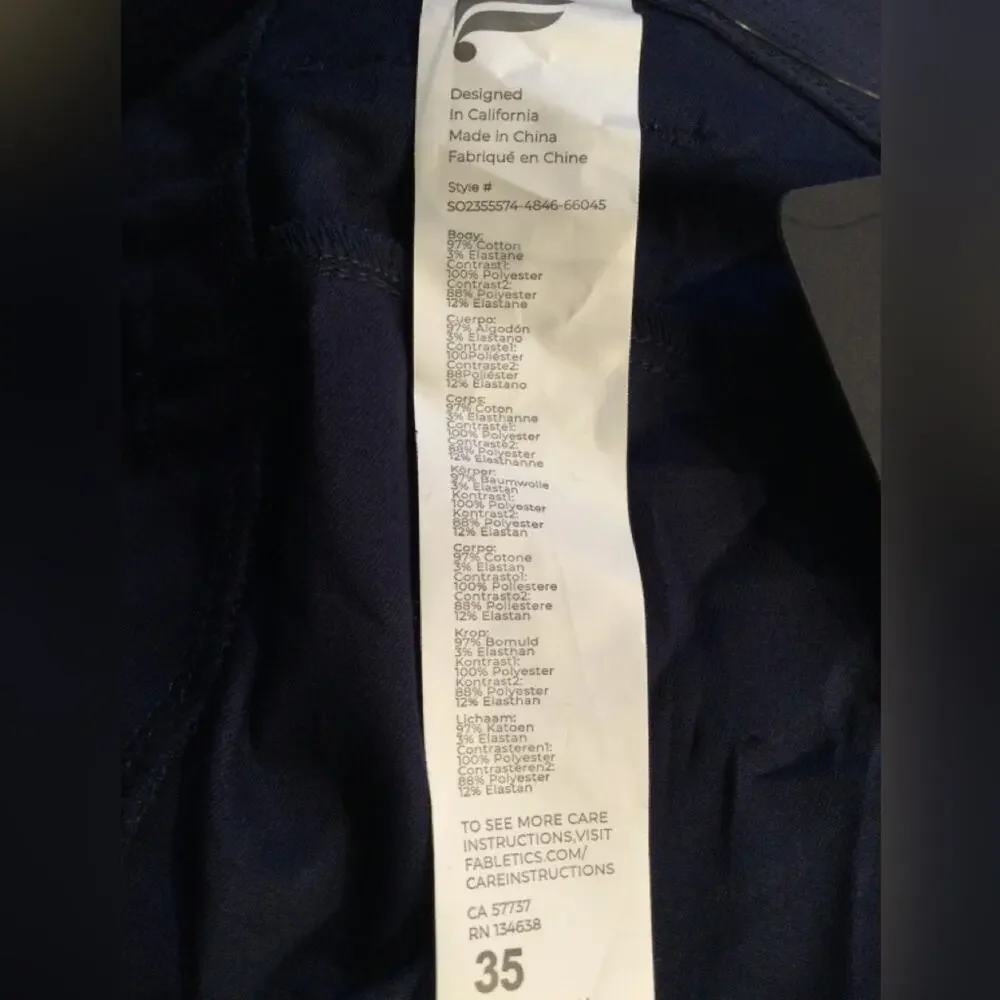Fabletics The High Side Chino Shorts 35 Dark Navy